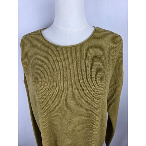 Eileen Fisher Sweater Medium Organic Linen & Cotton Olive Green Oversized Cozy - Picture 2 of 8
